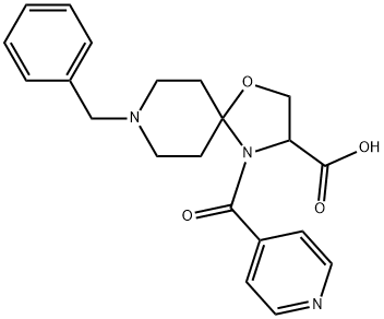 8-benzyl-4-(pyridine-4-carbonyl)-1-oxa-4,8-diazaspiro[4.5]decane-3-carboxylic acid Structure
