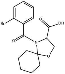 4-(2-ブロモベンゾイル)-1-オキサ-4-アザスピロ[4.5]デカン-3-カルボン酸 化学構造式
