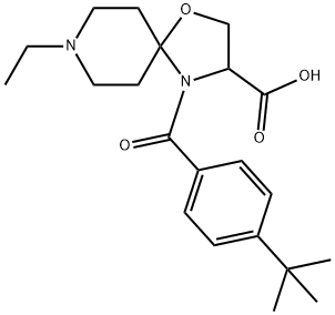 4-(4-tert-butylbenzoyl)-8-ethyl-1-oxa-4,8-diazaspiro[4.5]decane-3-carboxylic acid Struktur
