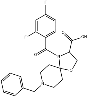 8-benzyl-4-(2,4-difluorobenzoyl)-1-oxa-4,8-diazaspiro[4.5]decane-3-carboxylic acid,1326811-14-6,结构式