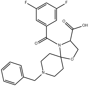 8-benzyl-4-(3,5-difluorobenzoyl)-1-oxa-4,8-diazaspiro[4.5]decane-3-carboxylic acid Structure