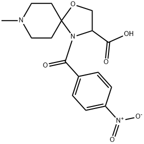 8-methyl-4-(4-nitrobenzoyl)-1-oxa-4,8-diazaspiro[4.5]decane-3-carboxylic acid Struktur