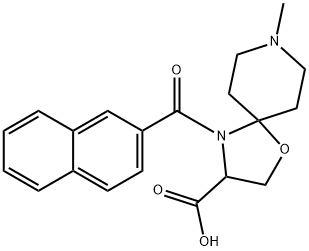 8-methyl-4-(naphthalene-2-carbonyl)-1-oxa-4,8-diazaspiro[4.5]decane-3-carboxylic acid Struktur