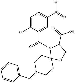 8-benzyl-4-(2-chloro-5-nitrobenzoyl)-1-oxa-4,8-diazaspiro[4.5]decane-3-carboxylic acid, 1326813-68-6, 结构式