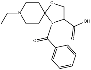 4-benzoyl-8-ethyl-1-oxa-4,8-diazaspiro[4.5]decane-3-carboxylic acid Struktur