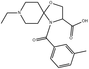 8-ethyl-4-(3-methylbenzoyl)-1-oxa-4,8-diazaspiro[4.5]decane-3-carboxylic acid Struktur