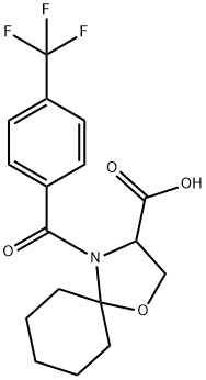 4-[4-(トリフルオロメチル)ベンゾイル]-1-オキサ-4-アザスピロ[4.5]デカン-3-カルボン酸 化学構造式
