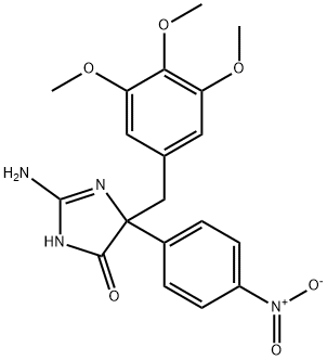 2-amino-5-(4-nitrophenyl)-5-[(3,4,5-trimethoxyphenyl)methyl]-4,5-dihydro-1H-imidazol-4-one Struktur