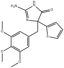 2-amino-5-(thiophen-2-yl)-5-[(3,4,5-trimethoxyphenyl)methyl]-4,5-dihydro-1H-imidazol-4-one Structure