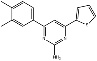 4-(3,4-ジメチルフェニル)-6-(チオフェン-2-イル)ピリミジン-2-アミン 化学構造式