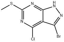 3-Bromo-4-chloro-6-(methylthio)-1H-pyrazolo[3,4-d]pyrimidine 化学構造式