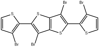 3,6-dibromo-2,5-bis(3-bromothiophen-2-yl)thieno[3,2-b]thiophene 化学構造式