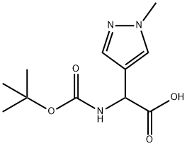 2-((TERT-BUTOXYCARBONYL)AMINO)-2-(1-METHYL-1H-PYRAZOL-4-YL)ACETIC ACID 化学構造式