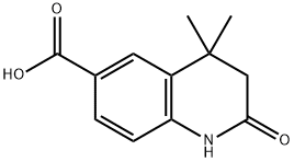 4,4-dimethyl-2-oxo-1,3-dihydroquinoline-6-carboxylic acid 化学構造式