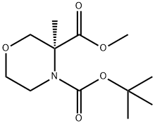 4-(tert-butyl)3-methyl(S)-3-methylmorpholine-3,4-dicarboxylate Structure