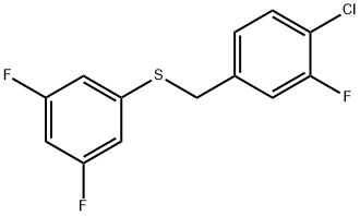 1-クロロ-2-フルオロ-4-[(3,5-ジフルオロフェニル)スルファニルメチル]ベンゼン 化学構造式