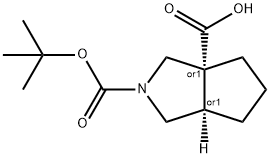 Cis-2-(Tert-Butoxycarbonyl)Octahydrocyclopenta[C]Pyrrole-3A-Carboxylic Acid 化学構造式