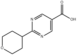 2-(TETRAHYDRO-2H-PYRAN-4-YL)PYRIMIDINE-5-CARBOXYLIC ACID 化学構造式