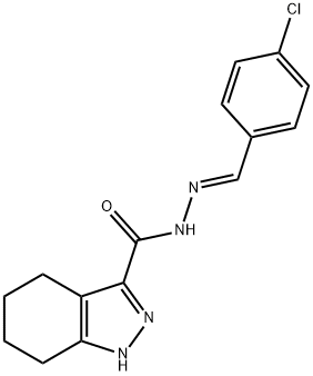(E)-N-(4-chlorobenzylidene)-4,5,6,7-tetrahydro-1H-indazole-3-carbohydrazide 化学構造式