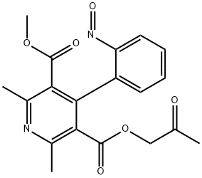 3,5-Pyridinedicarboxylicacid, 2,6-dimethyl-4-(2-nitrosophenyl)-, 3-methyl 5-(2-oxopropyl) ester Structure