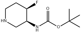tert-butyl((3S,4R)-4-fluoropiperidin-3-yl)carbamate 化学構造式