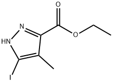 3-ヨード-4-メチル-1H-ピラゾール-5-カルボン酸エチル 化学構造式