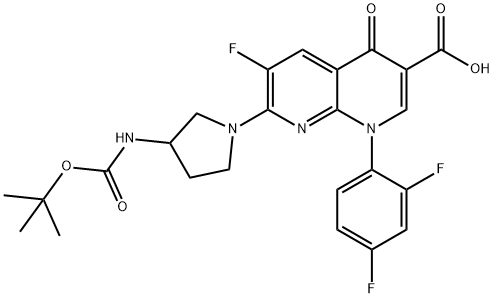 7-(3-((叔-丁氧羰基)氨基)吡咯烷-1-基)-1-(2,4-二氟苯基)-6-氟-4-氧亚基-1,4-二氢-1,8-萘啶-3-羧酸,155033-95-7,结构式