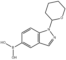 1-(TETRAHYDRO-2H-PYRAN-2-YL)-1H-INDAZOL-5-YL-5-BORONIC ACID Structure