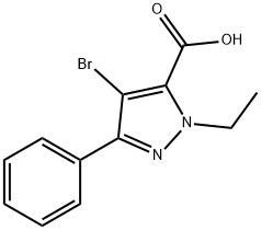 4-bromo-1-ethyl-3-phenyl-1H-pyrazole-5-carboxylic acid 化学構造式