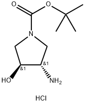 tert-butyl trans-3-amino-4-hydroxy-1-pyrrolidinecarboxylate hydrochloride 化学構造式