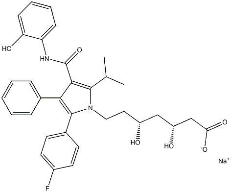 sodium:(3R,5R)-7-[2-(4-fluorophenyl)-4-[(2-hydroxyphenyl)carbamoyl]-3-phenyl-5-propan-2-ylpyrrol-1-yl]-3,5-dihydroxyheptanoate Structure