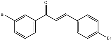 (2E)-1-(3-ブロモフェニル)-3-(4-ブロモフェニル)プロプ-2-エン-1-オン 化学構造式