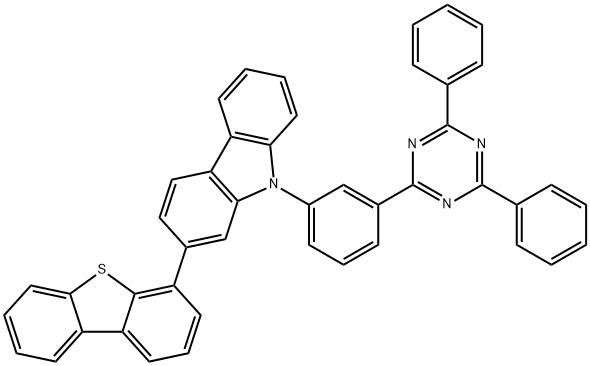 2-Dibenzothiophen-4-yl-9-[3-(4,6-diphenyl-[1,3,5]triazin-2-yl)-phenyl]-9H-carbazole|2-二苯并噻吩-4-基-9- [3-(4,6-二苯基 - [1,3,5]三嗪-2-基) - 苯基] -9H-咔唑