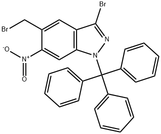 3-Bromo-5-(Bromomethyl)-6-Nitro-1-Trityl-1H-Indazole Struktur
