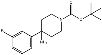TERT-ブチル 4-アミノ-4-(3-フルオロフェニル)ピペリジン-1-カルボキシレート 化学構造式