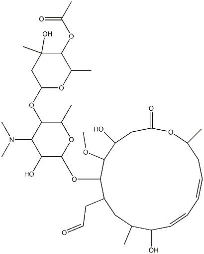 [6-[6-[[(4E,6Z)-8,14-dihydroxy-13-methoxy-2,9-dimethyl-16-oxo-11-(2-oxoethyl)-1-oxacyclohexadeca-4,6-dien-12-yl]oxy]-4-dimethylamino-5-hydroxy-2-methyl-oxan-3-yl]oxy-4-hydroxy-2,4-dimethyl-oxan-3-yl] acetate Struktur