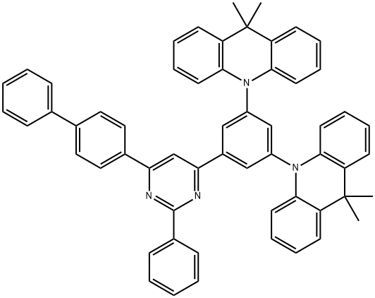 Acridine, 10,10'-[5-(6-[1,1'-biphenyl]-4-yl-2-phenyl-4-pyrimidinyl)-1,3-phenylene]bis[9,10-dihydro-9,9-dimethyl- Struktur