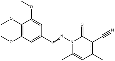 4,6-dimethyl-2-oxo-1-[(3,4,5-trimethoxybenzylidene)amino]-1,2-dihydro-3-pyridinecarbonitrile Struktur
