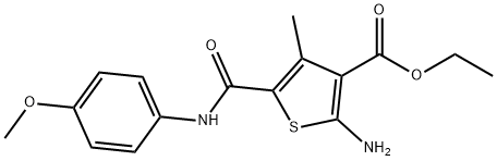 ethyl 2-amino-5-[(4-methoxyphenyl)carbamoyl]-4-methylthiophene-3-carboxylate Struktur