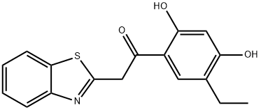 2-(benzo[d]thiazol-2-yl)-1-(5-ethyl-2,4-dihydroxyphenyl)ethan-1-one Struktur