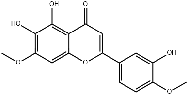 4H-1-Benzopyran-4-one,5,6-dihydroxy-2-(3-hydroxy-4-methoxyphenyl)-7-methoxy- 化学構造式