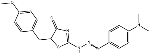 (Z)-2-(((E)-4-(dimethylamino)benzylidene)hydrazono)-5-(4-methoxybenzyl)thiazolidin-4-one Structure