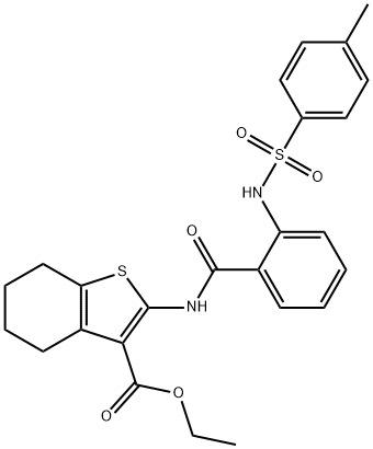 ethyl 2-(2-((4-methylphenyl)sulfonamido)benzamido)-4,5,6,7-tetrahydrobenzo[b]thiophene-3-carboxylate Struktur