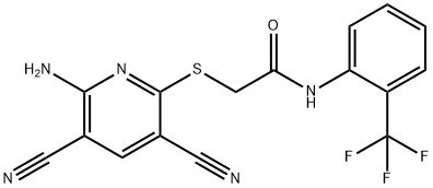 2-[(6-amino-3,5-dicyanopyridin-2-yl)sulfanyl]-N-[2-(trifluoromethyl)phenyl]acetamide Structure