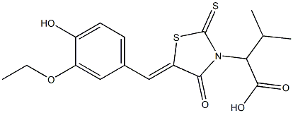 (Z)-2-(5-(3-ethoxy-4-hydroxybenzylidene)-4-oxo-2-thioxothiazolidin-3-yl)-3-methylbutanoic acid Structure