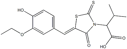 (Z)-2-(5-(3-ethoxy-4-hydroxybenzylidene)-4-oxo-2-thioxothiazolidin-3-yl)-3-methylbutanoic acid 结构式