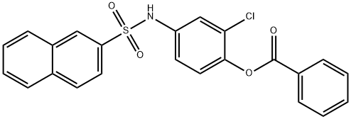 2-chloro-4-(naphthalene-2-sulfonamido)phenyl benzoate Struktur