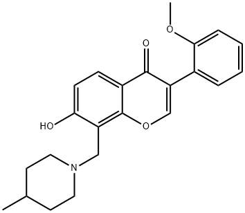 7-hydroxy-3-(2-methoxyphenyl)-8-((4-methylpiperidin-1-yl)methyl)-4H-chromen-4-one Struktur