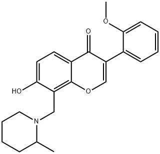7-hydroxy-3-(2-methoxyphenyl)-8-((2-methylpiperidin-1-yl)methyl)-4H-chromen-4-one,303121-38-2,结构式