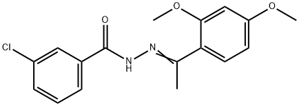 3-chloro-N'-[1-(2,4-dimethoxyphenyl)ethylidene]benzohydrazide 化学構造式